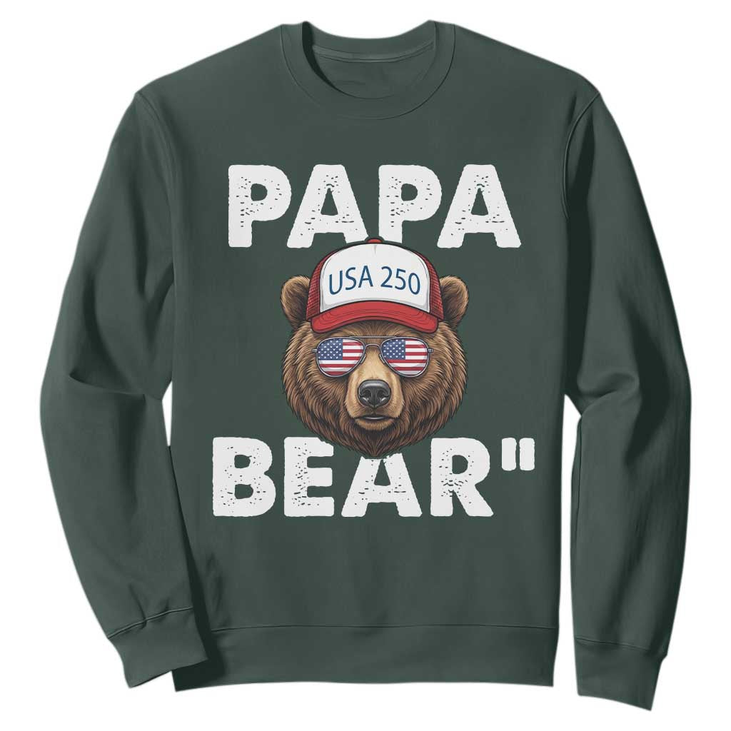 Papa Bear Father's Day Sweatshirt America 250th Anniversary USA Flag July 4th