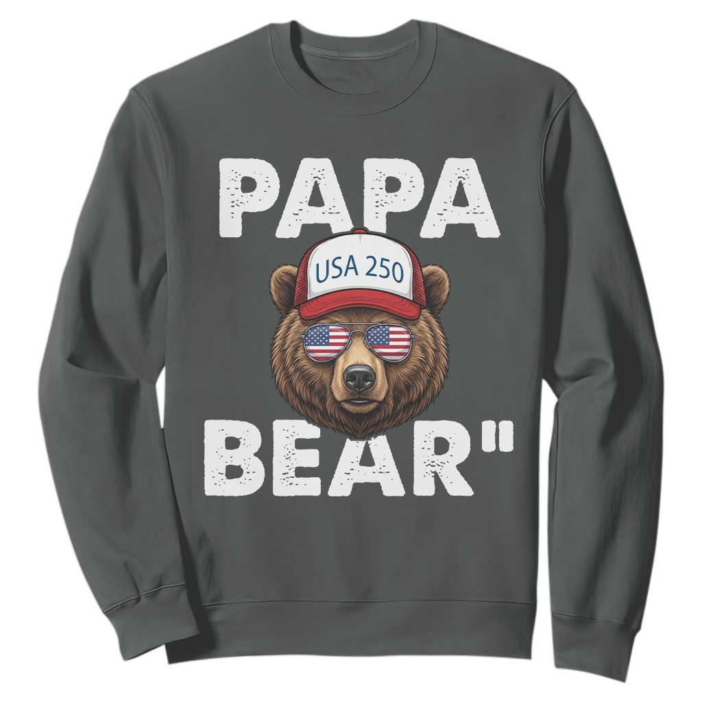 Papa Bear Father's Day Sweatshirt America 250th Anniversary USA Flag July 4th