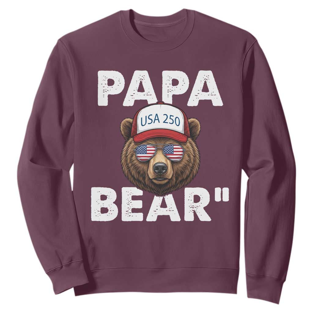 Papa Bear Father's Day Sweatshirt America 250th Anniversary USA Flag July 4th