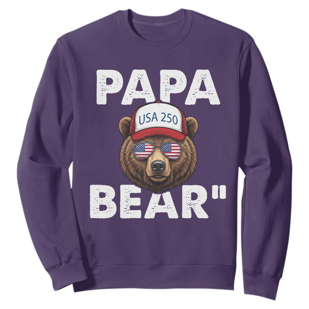 Papa Bear Father's Day Sweatshirt America 250th Anniversary USA Flag July 4th