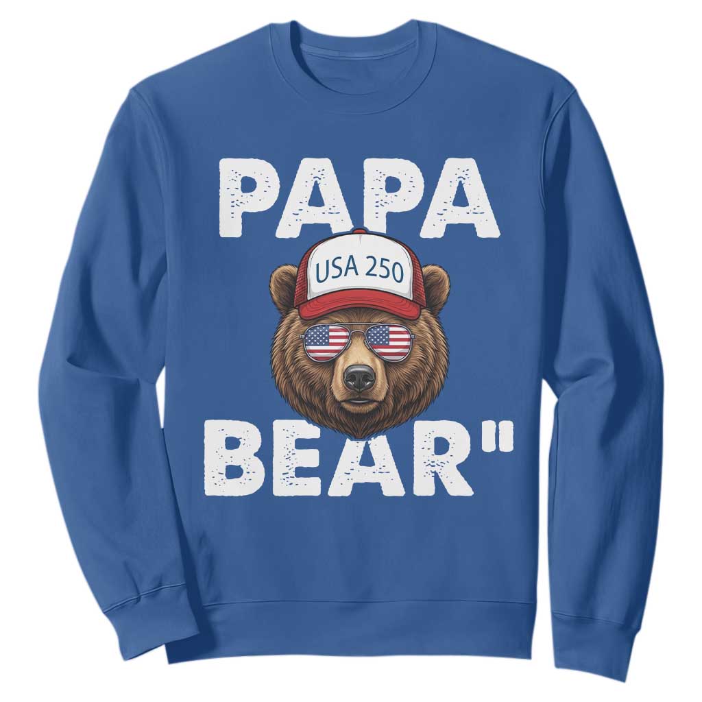Papa Bear Father's Day Sweatshirt America 250th Anniversary USA Flag July 4th