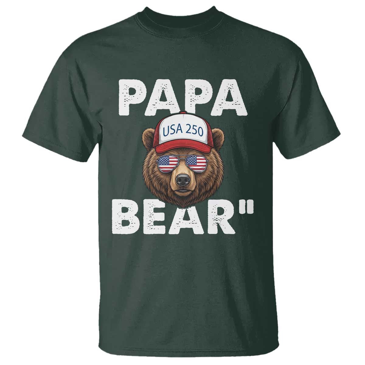 Papa Bear Father's Day T Shirt America 250th Anniversary USA Flag July 4th
