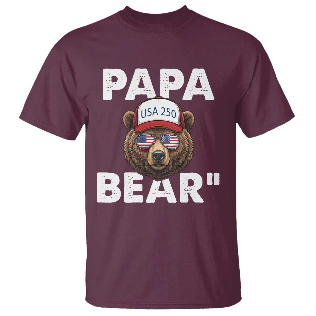 Papa Bear Father's Day T Shirt America 250th Anniversary USA Flag July 4th