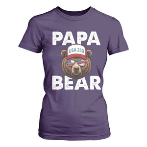 Papa Bear Father's Day T Shirt For Women USA 250th Anniversary American Flag July 4th TS14 Purple Print Your Wear