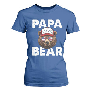 Papa Bear Father's Day T Shirt For Women USA 250th Anniversary American Flag July 4th TS14 Royal Blue Print Your Wear
