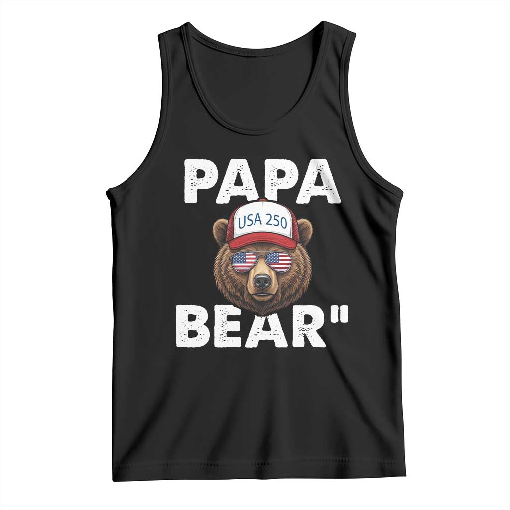 Papa Bear Father's Day Tank Top America 250th Anniversary USA Flag July 4th