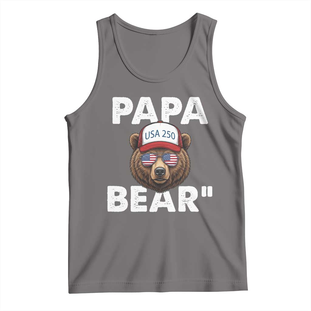 Papa Bear Father's Day Tank Top America 250th Anniversary USA Flag July 4th