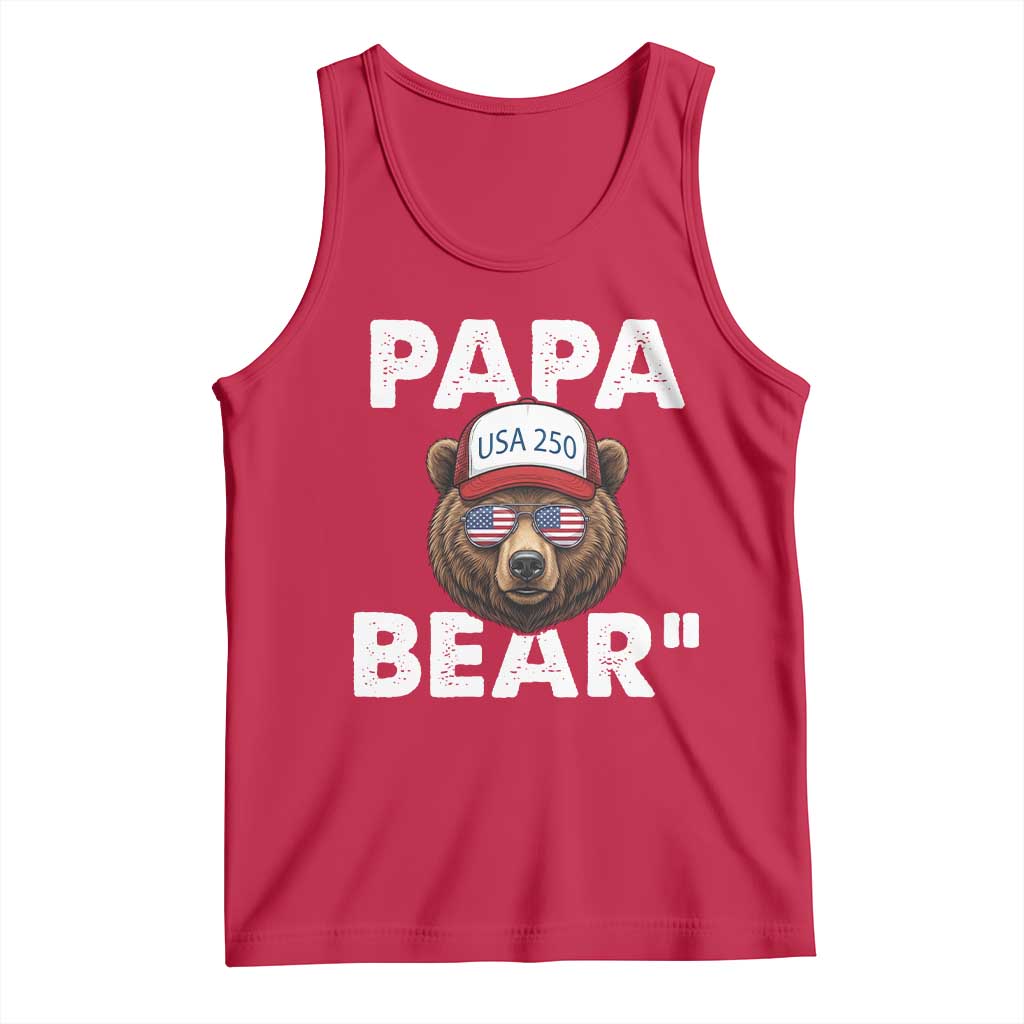 Papa Bear Father's Day Tank Top America 250th Anniversary USA Flag July 4th
