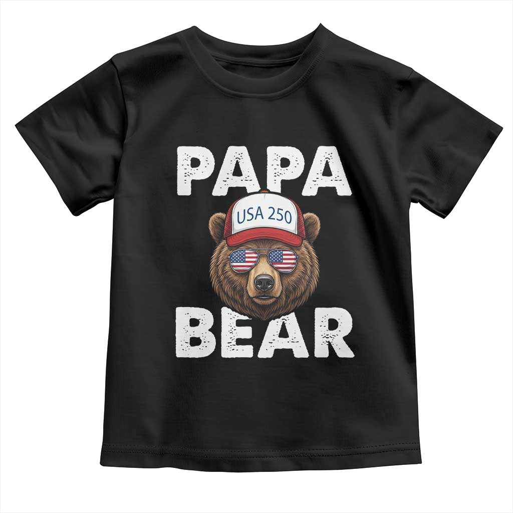 Papa Bear Father's Day Toddler T Shirt USA 250th Anniversary American Flag July 4th TS14 Black Print Your Wear