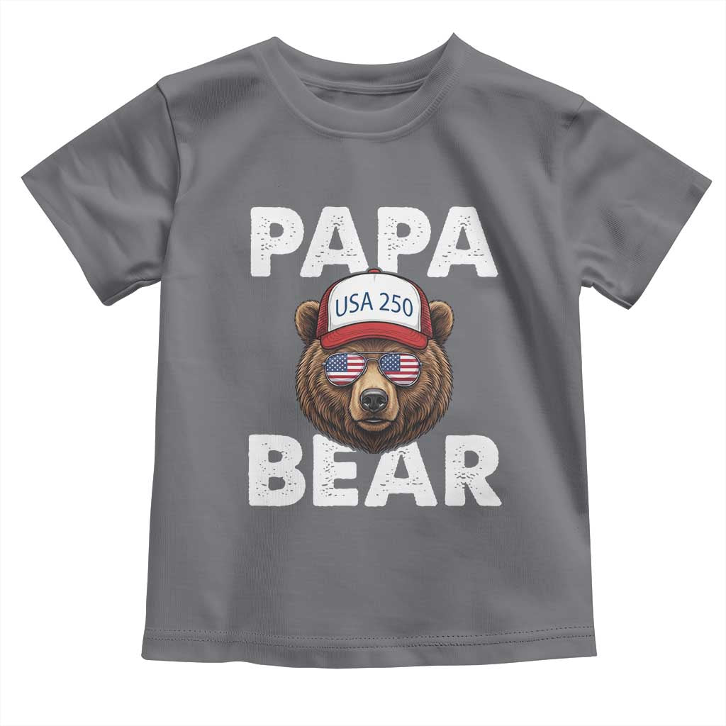 Papa Bear Father's Day Toddler T Shirt USA 250th Anniversary American Flag July 4th TS14 Charcoal Print Your Wear