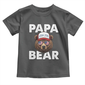 Papa Bear Father's Day Toddler T Shirt USA 250th Anniversary American Flag July 4th TS14 Dark Heather Print Your Wear