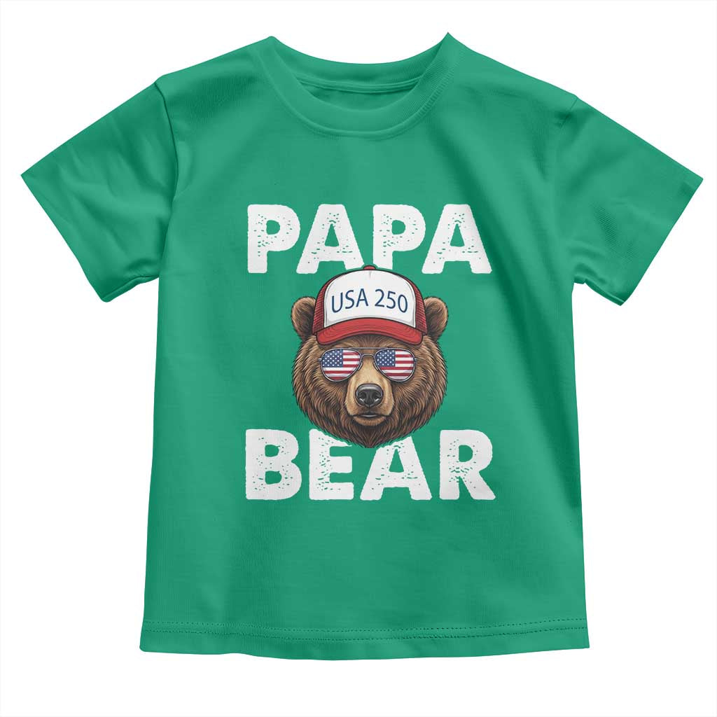 Papa Bear Father's Day Toddler T Shirt USA 250th Anniversary American Flag July 4th TS14 Irish Green Print Your Wear