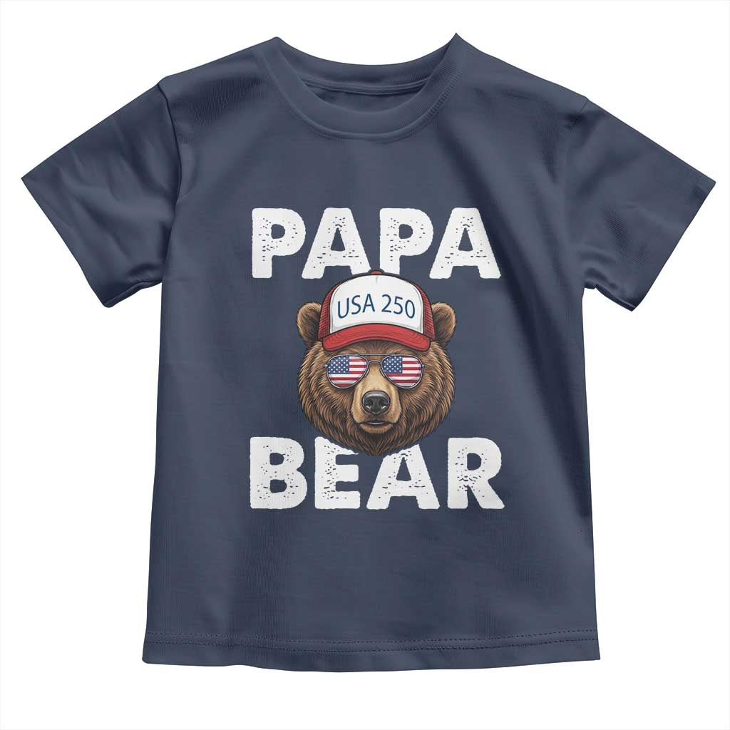Papa Bear Father's Day Toddler T Shirt USA 250th Anniversary American Flag July 4th TS14 Navy Print Your Wear
