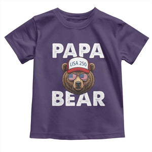 Papa Bear Father's Day Toddler T Shirt USA 250th Anniversary American Flag July 4th TS14 Purple Print Your Wear