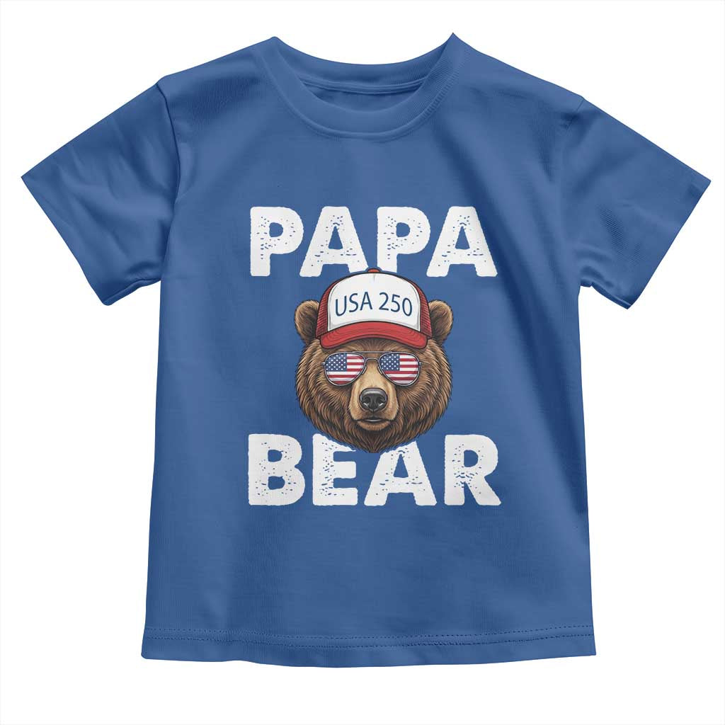 Papa Bear Father's Day Toddler T Shirt USA 250th Anniversary American Flag July 4th TS14 Royal Blue Print Your Wear