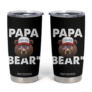 Papa Bear Father's Day Tumbler Cup America 250th Anniversary USA Flag July 4th