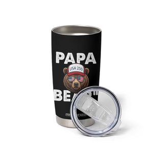 Papa Bear Father's Day Tumbler Cup America 250th Anniversary USA Flag July 4th