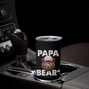 Papa Bear Father's Day Tumbler Cup America 250th Anniversary USA Flag July 4th