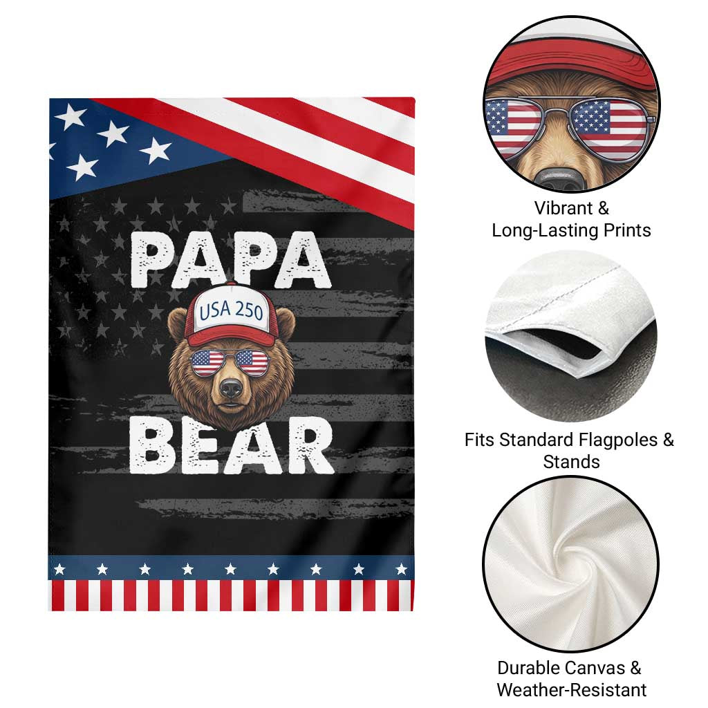 Papa Bear Father's Day Patriotic Garden Flag America 250th Anniversary USA Flag July 4th