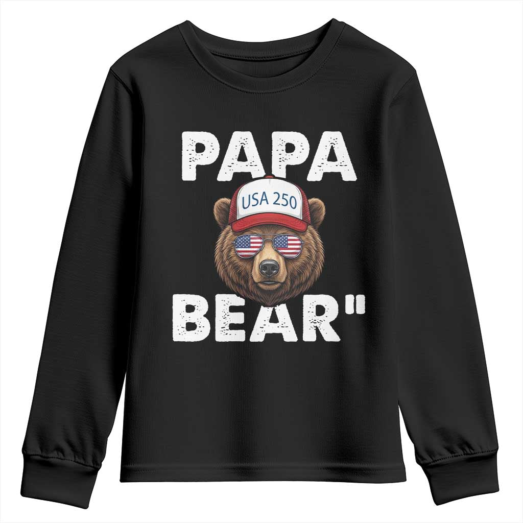 Papa Bear Father's Day Youth Sweatshirt America 250th Anniversary USA Flag July 4th