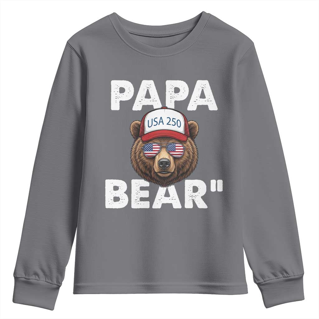 Papa Bear Father's Day Youth Sweatshirt America 250th Anniversary USA Flag July 4th