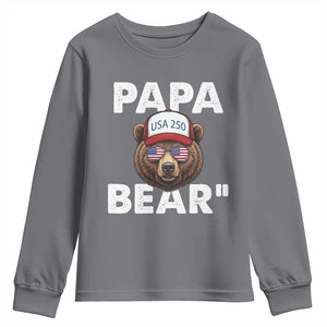 Papa Bear Father's Day Youth Sweatshirt America 250th Anniversary USA Flag July 4th