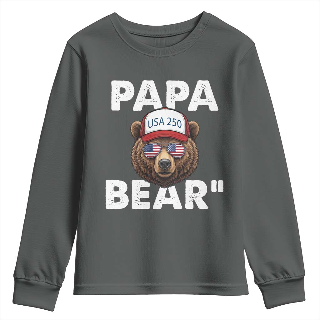 Papa Bear Father's Day Youth Sweatshirt America 250th Anniversary USA Flag July 4th