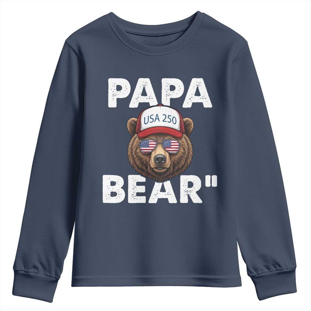 Papa Bear Father's Day Youth Sweatshirt America 250th Anniversary USA Flag July 4th