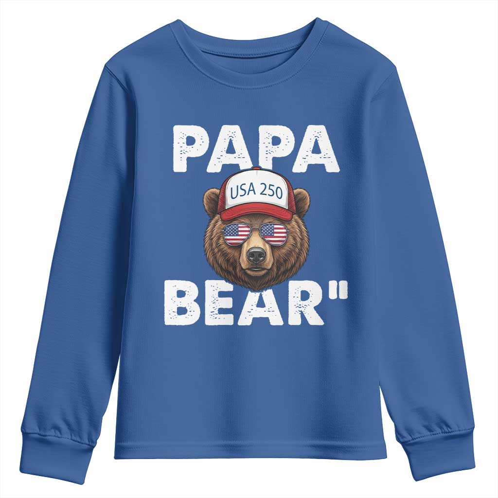Papa Bear Father's Day Youth Sweatshirt America 250th Anniversary USA Flag July 4th