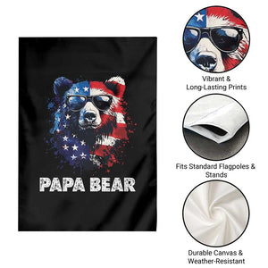 Papa Bear Father's Day Garden Flag Patriotic American Flag 4th Of July