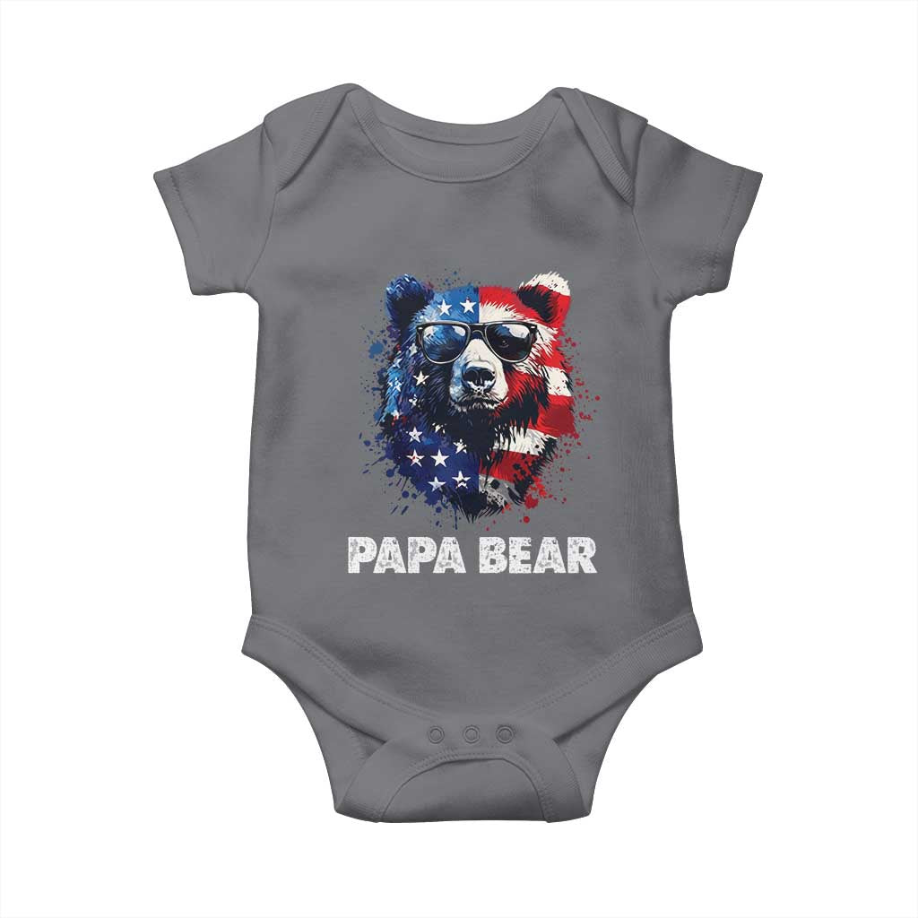 Papa Bear Father's Day Baby Onesie Patriotic American Flag 4th Of July