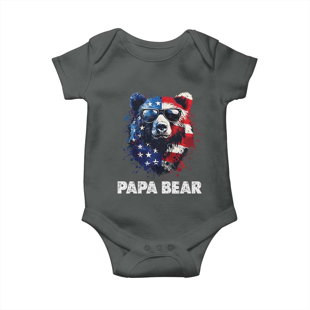 Papa Bear Father's Day Baby Onesie Patriotic American Flag 4th Of July