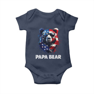 Papa Bear Father's Day Baby Onesie Patriotic American Flag 4th Of July