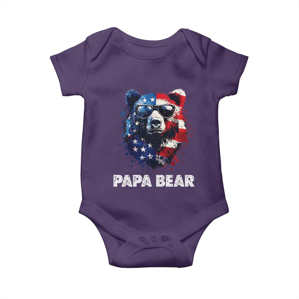Papa Bear Father's Day Baby Onesie Patriotic American Flag 4th Of July