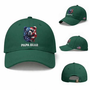 Papa Bear Father's Day Baseball Cap Patriotic American Flag 4th Of July