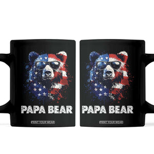Papa Bear Father's Day Coffee Mug Patriotic American Flag 4th Of July