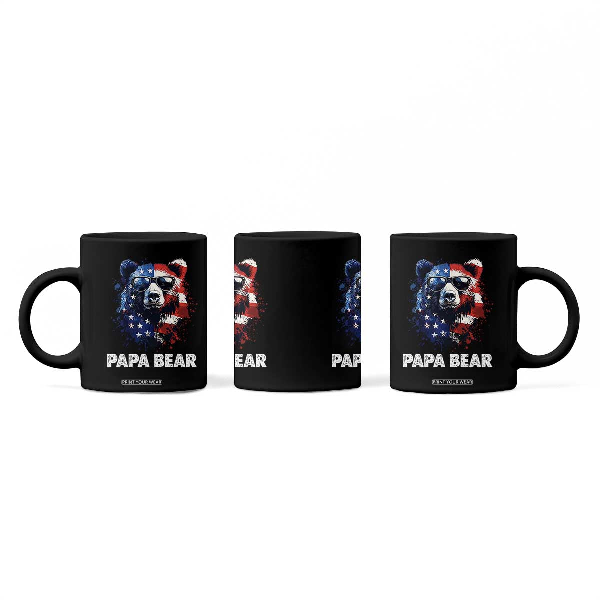Papa Bear Father's Day Coffee Mug Patriotic American Flag 4th Of July