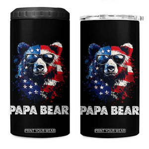 Papa Bear Father's Day 4 in 1 Can Cooler Tumbler Patriotic American Flag 4th Of July