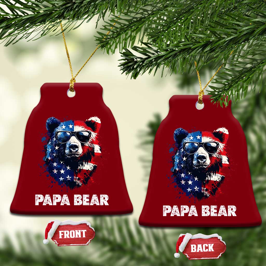 Papa Bear Father's Day Ceramic Ornament Patriotic American Flag 4th Of July