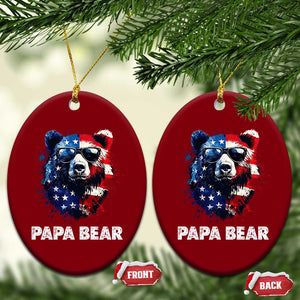 Papa Bear Father's Day Ceramic Ornament Patriotic American Flag 4th Of July