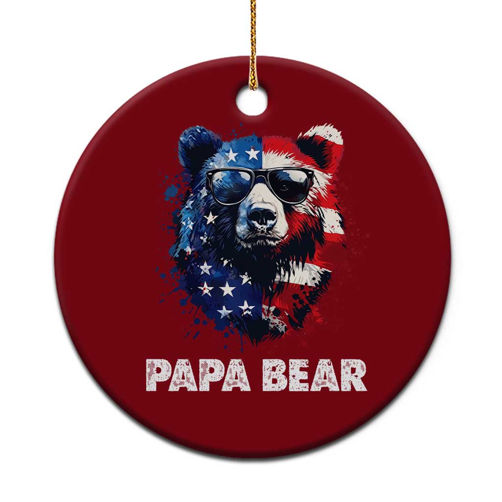 Papa Bear Father's Day Ceramic Ornament Patriotic American Flag 4th Of July