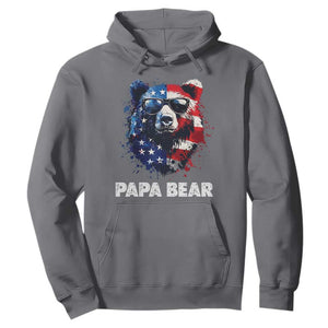 Papa Bear Father's Day Hoodie Patriotic American Flag 4th Of July