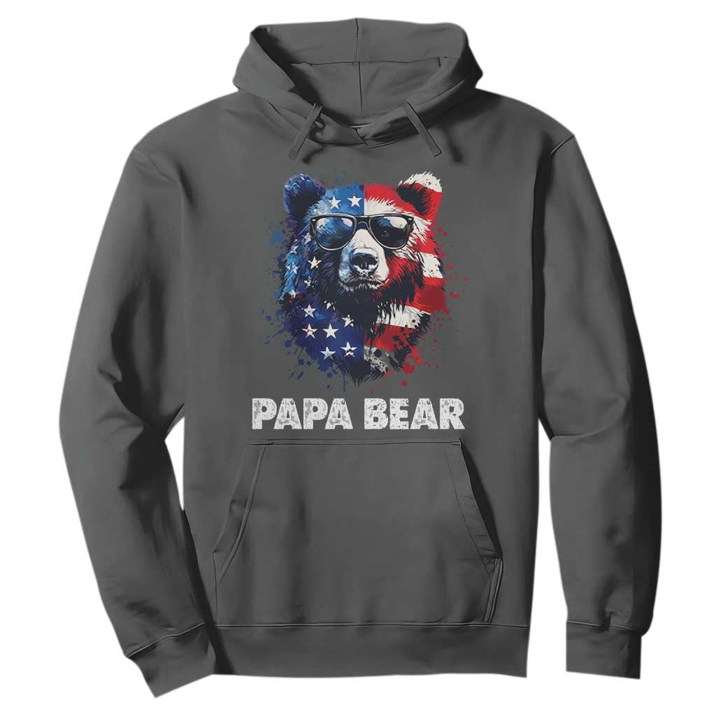 Papa Bear Father's Day Hoodie Patriotic American Flag 4th Of July