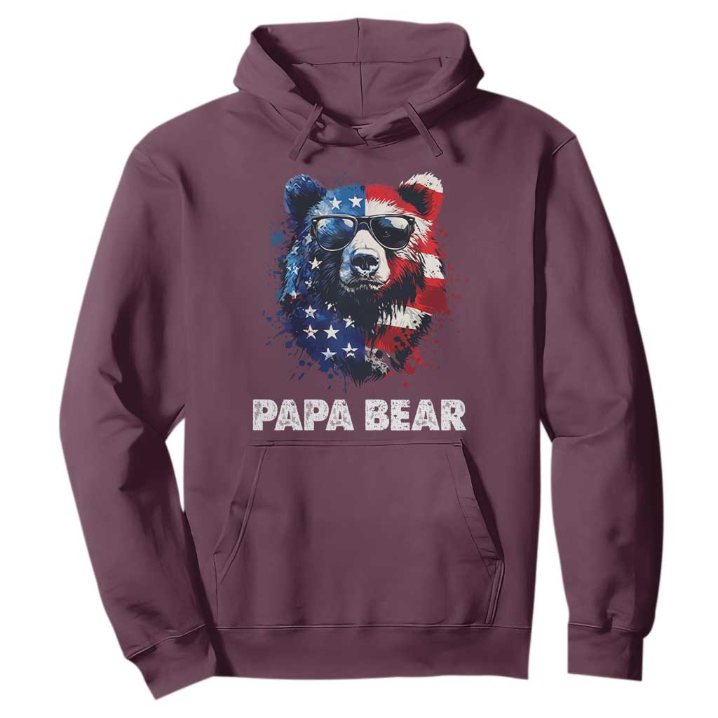 Papa Bear Father's Day Hoodie Patriotic American Flag 4th Of July