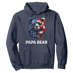 Papa Bear Father's Day Hoodie Patriotic American Flag 4th Of July