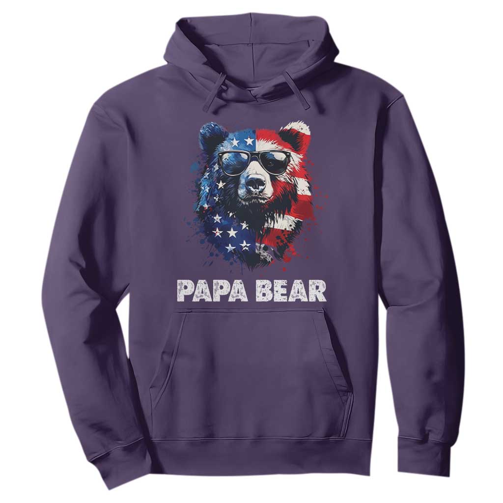 Papa Bear Father's Day Hoodie Patriotic American Flag 4th Of July