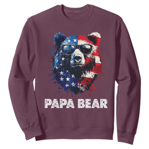 Papa Bear Father's Day Sweatshirt Patriotic American Flag 4th Of July
