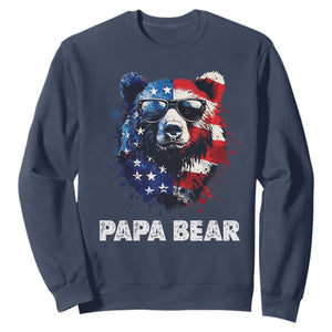 Papa Bear Father's Day Sweatshirt Patriotic American Flag 4th Of July