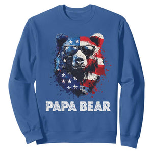 Papa Bear Father's Day Sweatshirt Patriotic American Flag 4th Of July