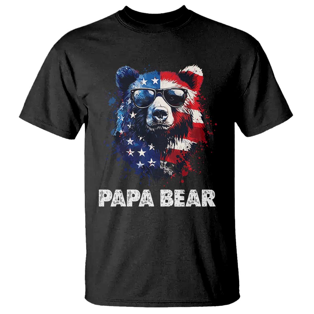 Papa Bear Father's Day T Shirt Patriotic American Flag 4th Of July